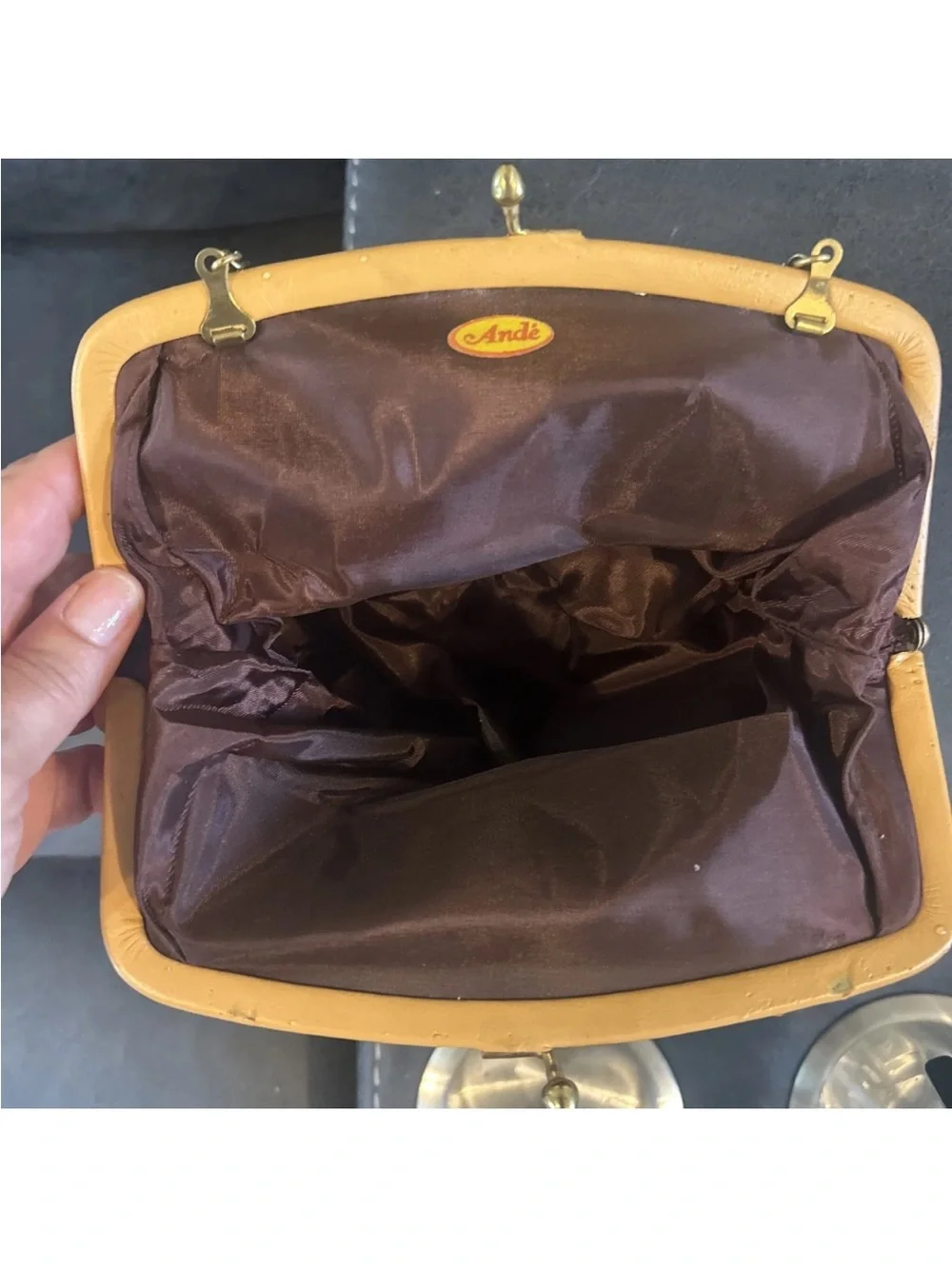 Vintage caramel Leather Chain-Handle Women's Bag